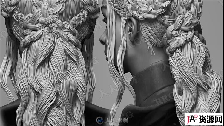 ZBrush《权利的游戏》龙女头发3D模型雕刻制作流程视频教程 3D 第3张