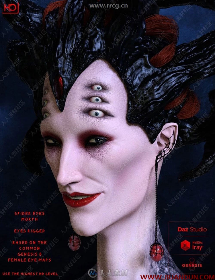 恐怖黑寡妇恶魔形象角色3D模型合集 3D模型 第2张
