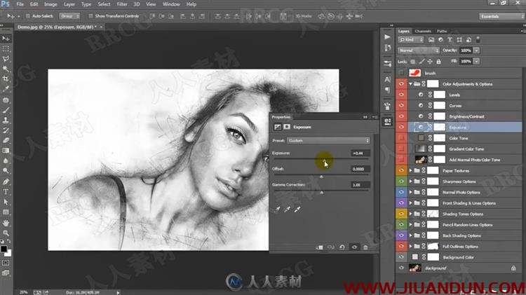 PS人像素描绘画艺术图像处理特效视频教程 PS教程 第7张