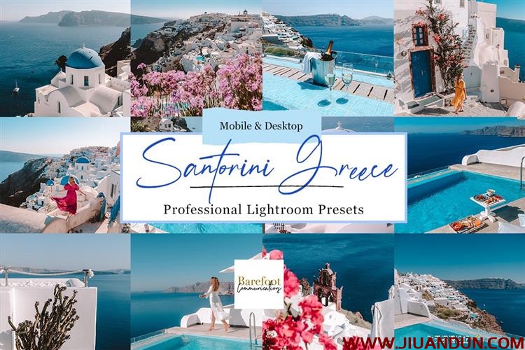 希腊旅拍蓝调风光LR预设/APP预设Santorini Blue Lightroom Presets LR预设 第1张