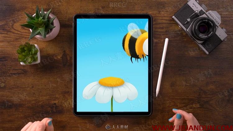iPad pro中使用Procreate创建可爱蜜蜂采蜜动画插图视频教程 CG 第3张