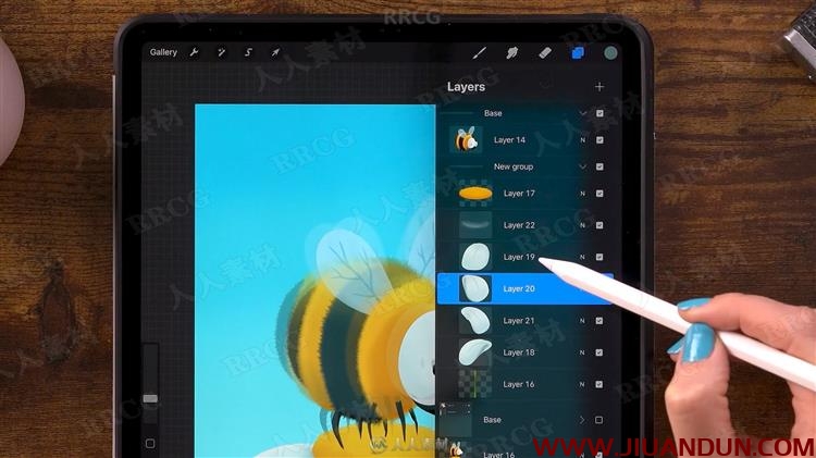 iPad pro中使用Procreate创建可爱蜜蜂采蜜动画插图视频教程 CG 第10张