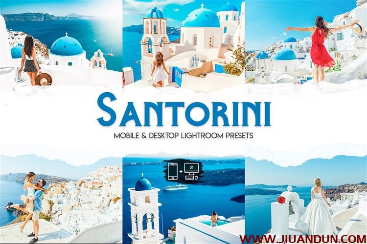 旅拍清新通透宝石蓝LR预设/APP调色滤镜Santorini Lightroom Presets LR预设 第1张