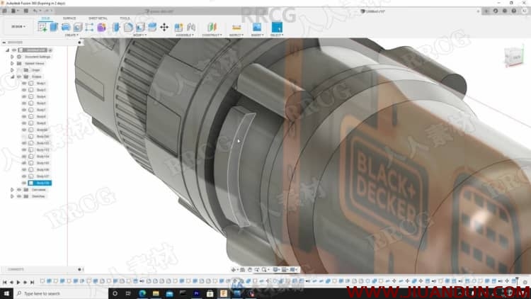 Fusion 360电钻模型设计实例制作训练视频教程 3D 第4张