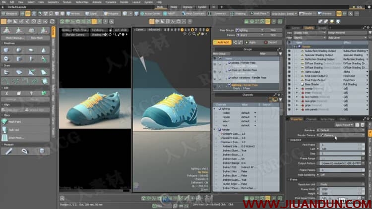 Modo逼真鞋子3D建模制作视频教程 3D 第15张