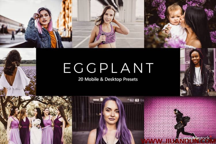 20个紫色调电影色调Lightroom预设/LUTs预设Eggplant Lightroom Presets & LUTs LR预设 第1张