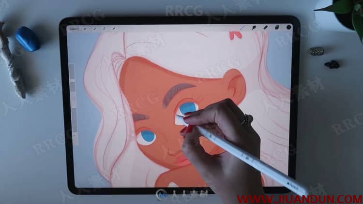 iPad中绘制卡通女性角色数字绘画视频教程 CG 第5张