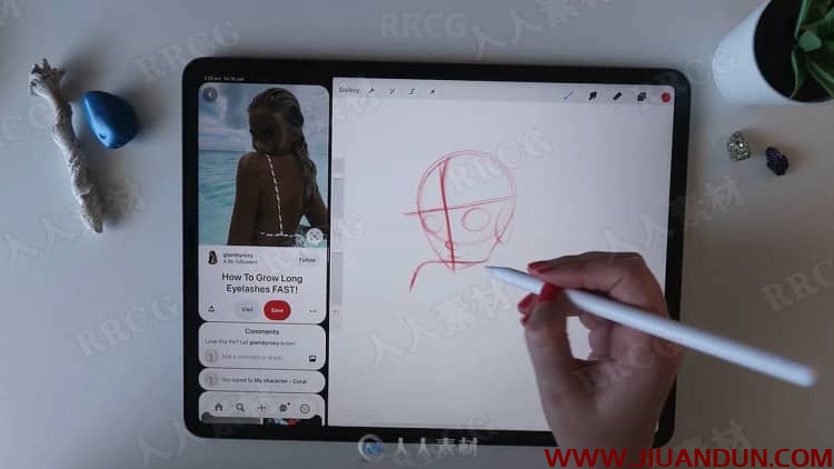 iPad中绘制卡通女性角色数字绘画视频教程 CG 第6张