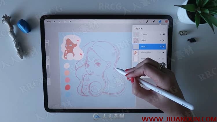 iPad中绘制卡通女性角色数字绘画视频教程 CG 第10张
