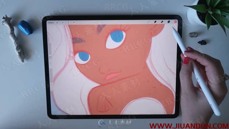iPad中绘制卡通女性角色数字绘画视频教程 CG 第11张