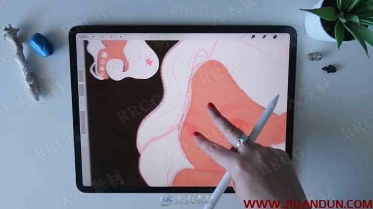 iPad中绘制卡通女性角色数字绘画视频教程 CG 第13张