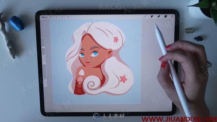iPad中绘制卡通女性角色数字绘画视频教程 CG 第14张