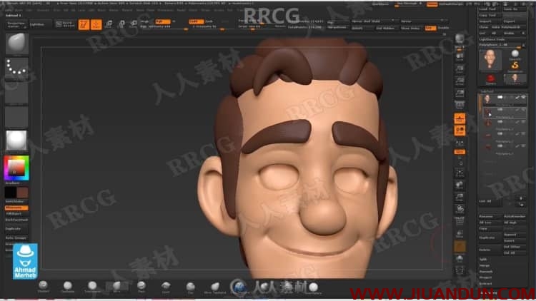 ZBrush人物头像精细雕刻建模实例制作视频教程 CG 第7张