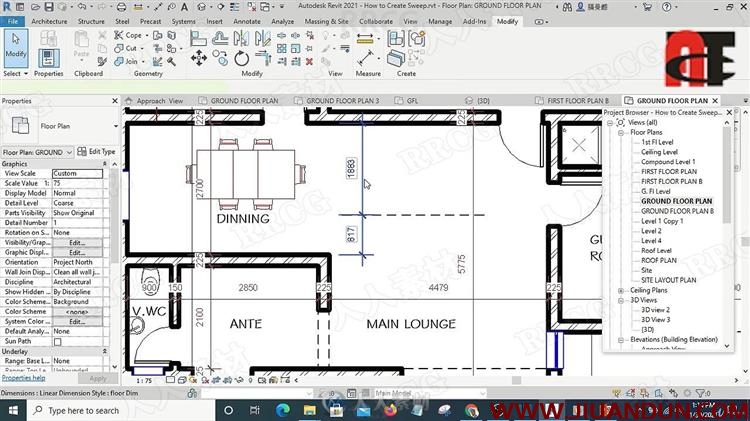 Revit初学者建筑物工程图绘制建模视频教程 C4D 第4张