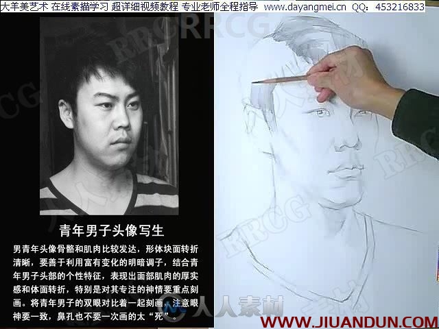 大师级人物石膏写实肖像结构传统素描手绘教学视频 CG 第4张