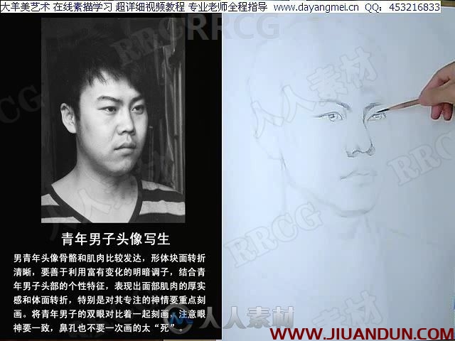 大师级人物石膏写实肖像结构传统素描手绘教学视频 CG 第6张