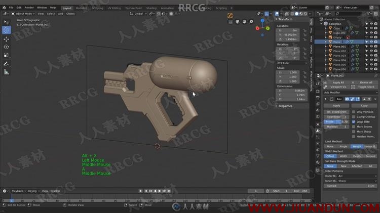 Blender科幻游戏激光枪硬表面建模完整制作视频教程 3D 第3张
