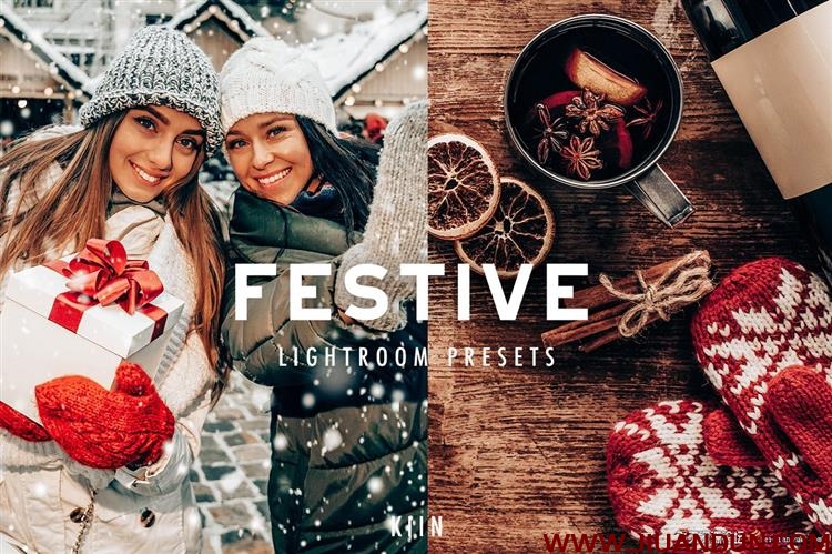 圣诞节冬季温暖通透人像LR预设+APP滤镜FESTIVE CHRISTMAS LIGHTROOM PRESETS LR预设 第1张