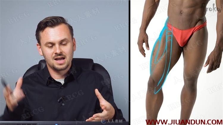 人体腿部肌肉解剖结构数字绘画视频教程 CG 第14张