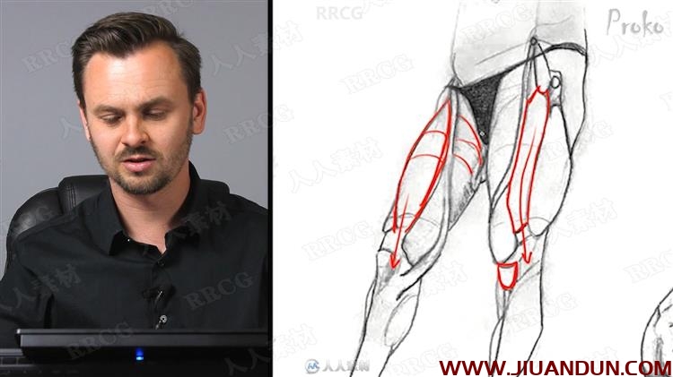 人体腿部肌肉解剖结构数字绘画视频教程 CG 第19张