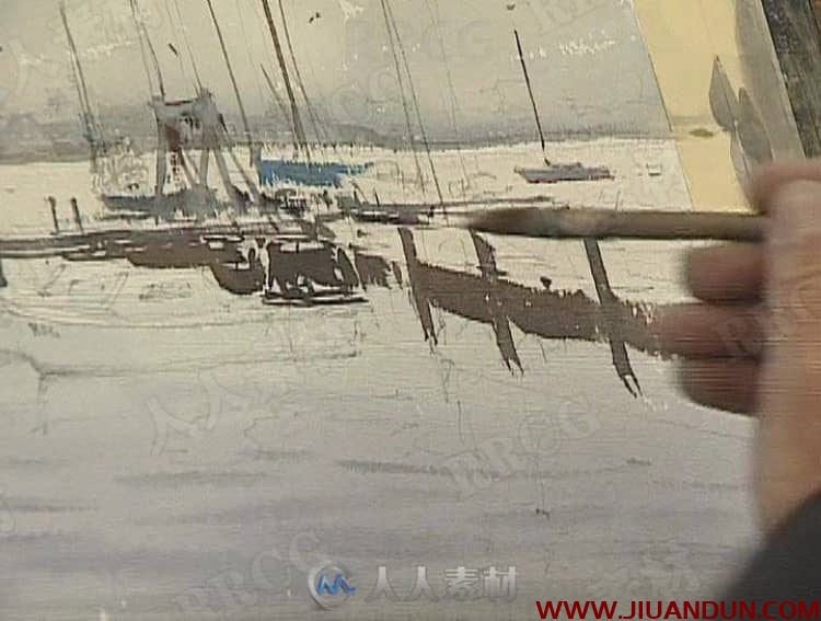 自然风景水彩画室外写生传统手绘视频教程 CG 第2张