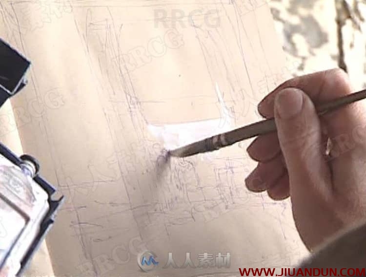 自然风景水彩画室外写生传统手绘视频教程 CG 第5张