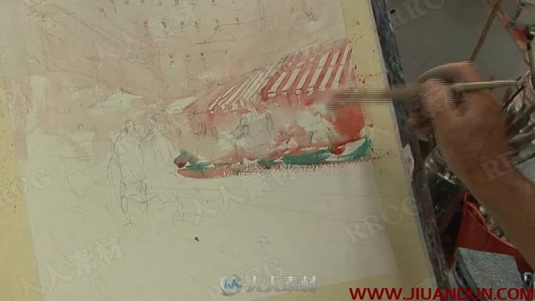 自然风景水彩画室外写生传统手绘视频教程 CG 第16张