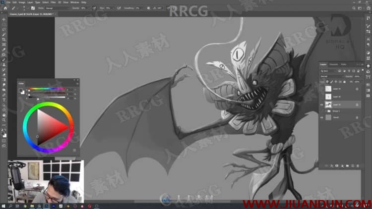 飞空蝙蝠怪兽概念设计角色数字绘画视频教程 PS教程 第3张