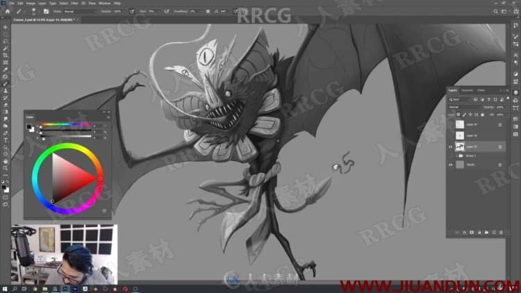 飞空蝙蝠怪兽概念设计角色数字绘画视频教程 PS教程 第10张