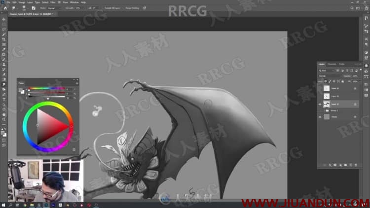 飞空蝙蝠怪兽概念设计角色数字绘画视频教程 PS教程 第9张