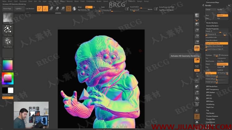 ZBrush六眼异形概念艺术雕刻创作工作流程视频教程 3D 第21张