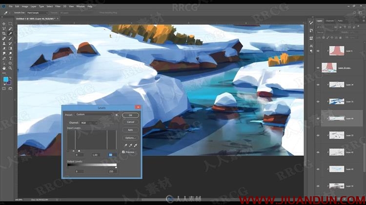 卡通漫画冰川河流3D场景PS数字绘画视频教程带笔刷 PS教程 第11张