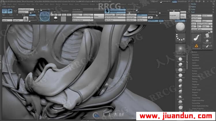 ZBrush生物半身像概念艺术雕刻设计流程视频教程 3D 第6张