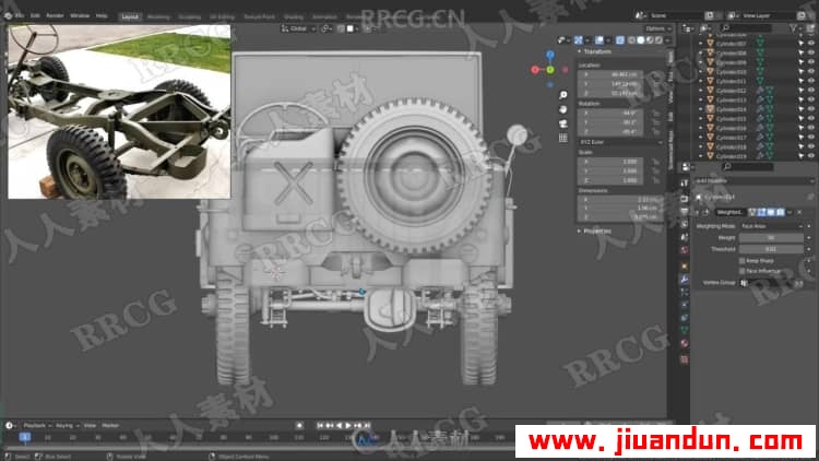 Blender二战越野吉普车完整实例制作视频教程 3D 第4张