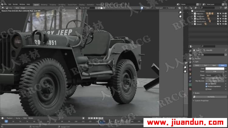 Blender二战越野吉普车完整实例制作视频教程 3D 第17张