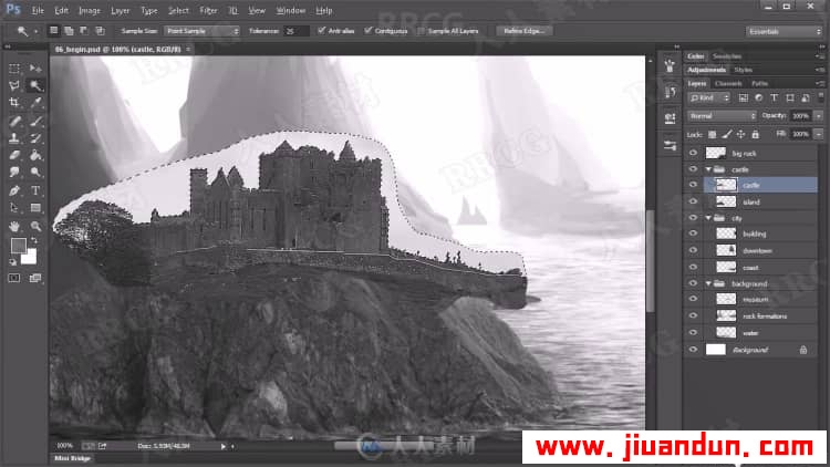 PS山水风景图像创建概念黑白水墨画效果视频教程 PS教程 第2张