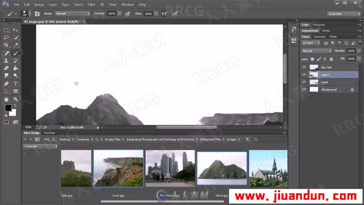 PS山水风景图像创建概念黑白水墨画效果视频教程 PS教程 第6张