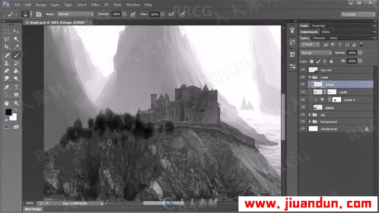 PS山水风景图像创建概念黑白水墨画效果视频教程 PS教程 第10张