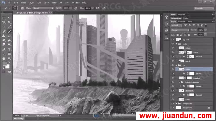 PS山水风景图像创建概念黑白水墨画效果视频教程 PS教程 第11张