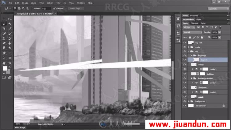 PS山水风景图像创建概念黑白水墨画效果视频教程 PS教程 第12张