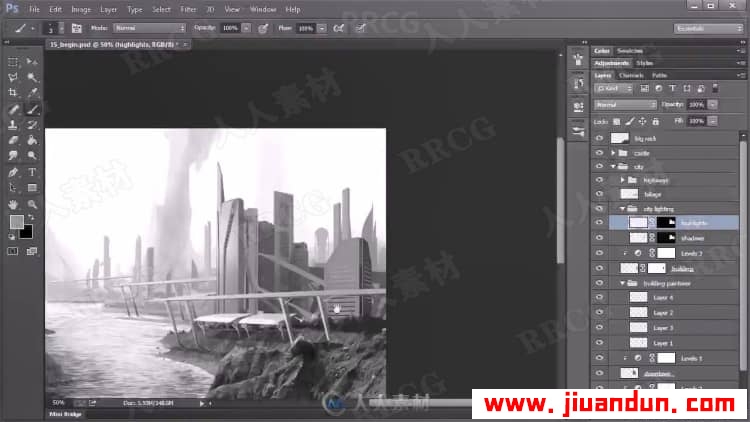 PS山水风景图像创建概念黑白水墨画效果视频教程 PS教程 第15张