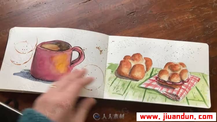 家庭食谱西式菜肴卡通水彩画传统手绘过程视频教程 CG 第4张