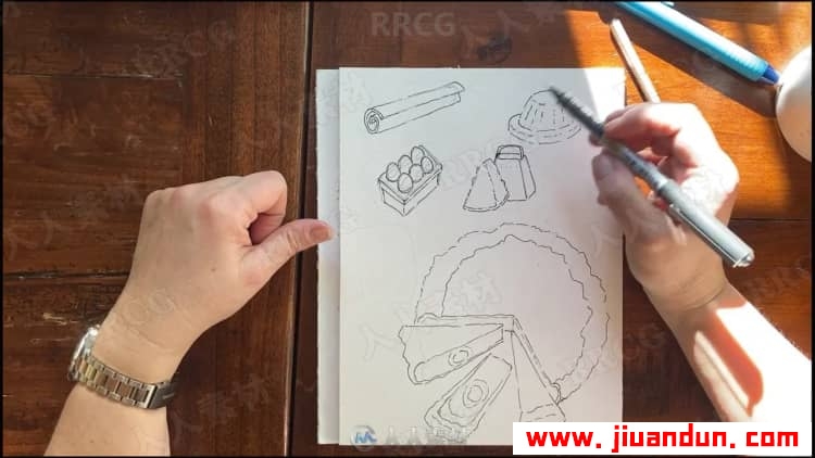 家庭食谱西式菜肴卡通水彩画传统手绘过程视频教程 CG 第9张
