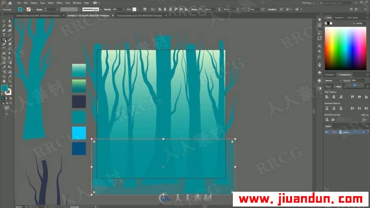 Illustrator制作梦幻剪影森林插图视频教程 AI 第8张