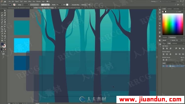 Illustrator制作梦幻剪影森林插图视频教程 AI 第9张