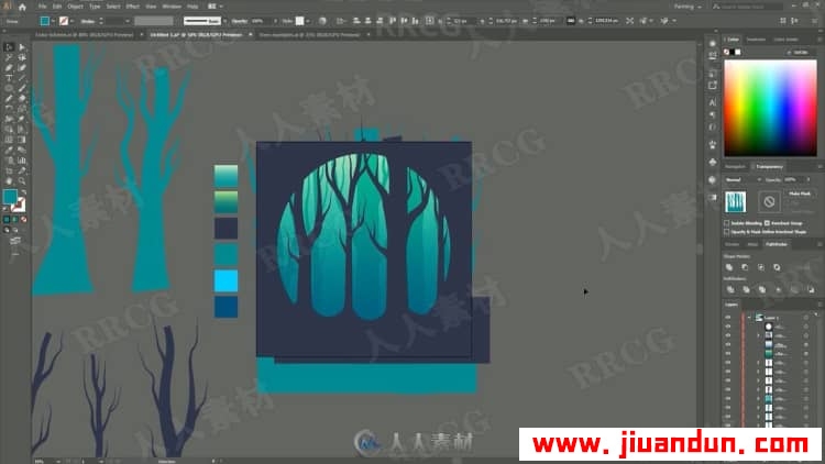 Illustrator制作梦幻剪影森林插图视频教程 AI 第13张