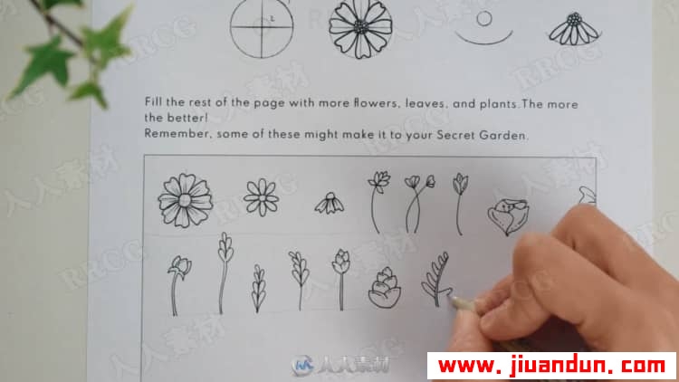 民族风植物手绘平面插图传统绘画视频教程 CG 第4张