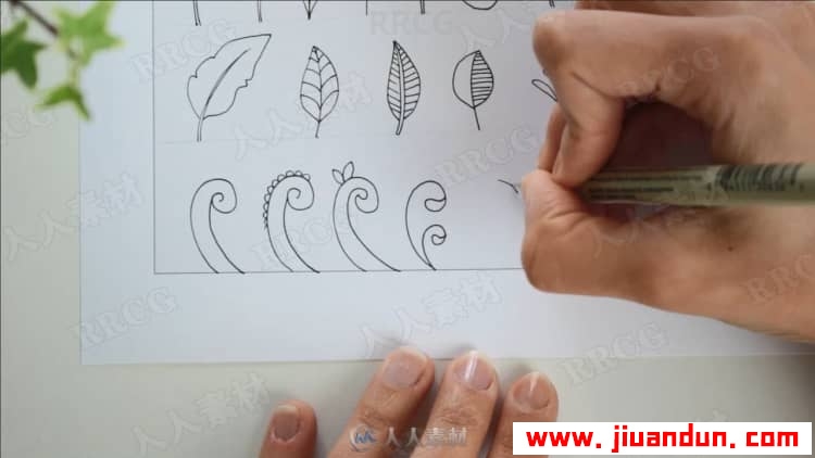 民族风植物手绘平面插图传统绘画视频教程 CG 第11张
