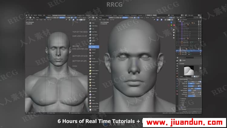 Blender男性人体解剖形态全身造型雕刻技术视频教程 3D 第3张