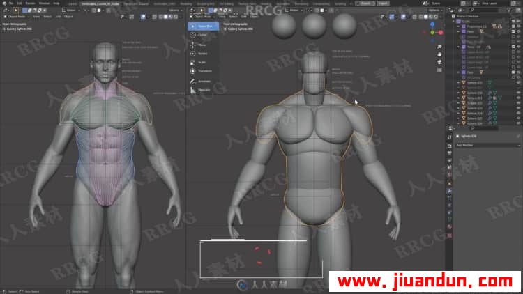 Blender男性人体解剖形态全身造型雕刻技术视频教程 3D 第8张
